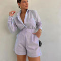 2026 New Women's Long Sleeve 2-Piece Set Casual Button Detail Shorts Outfit Shirt Top Summer Fashion Female Suit Y2k Clothing
