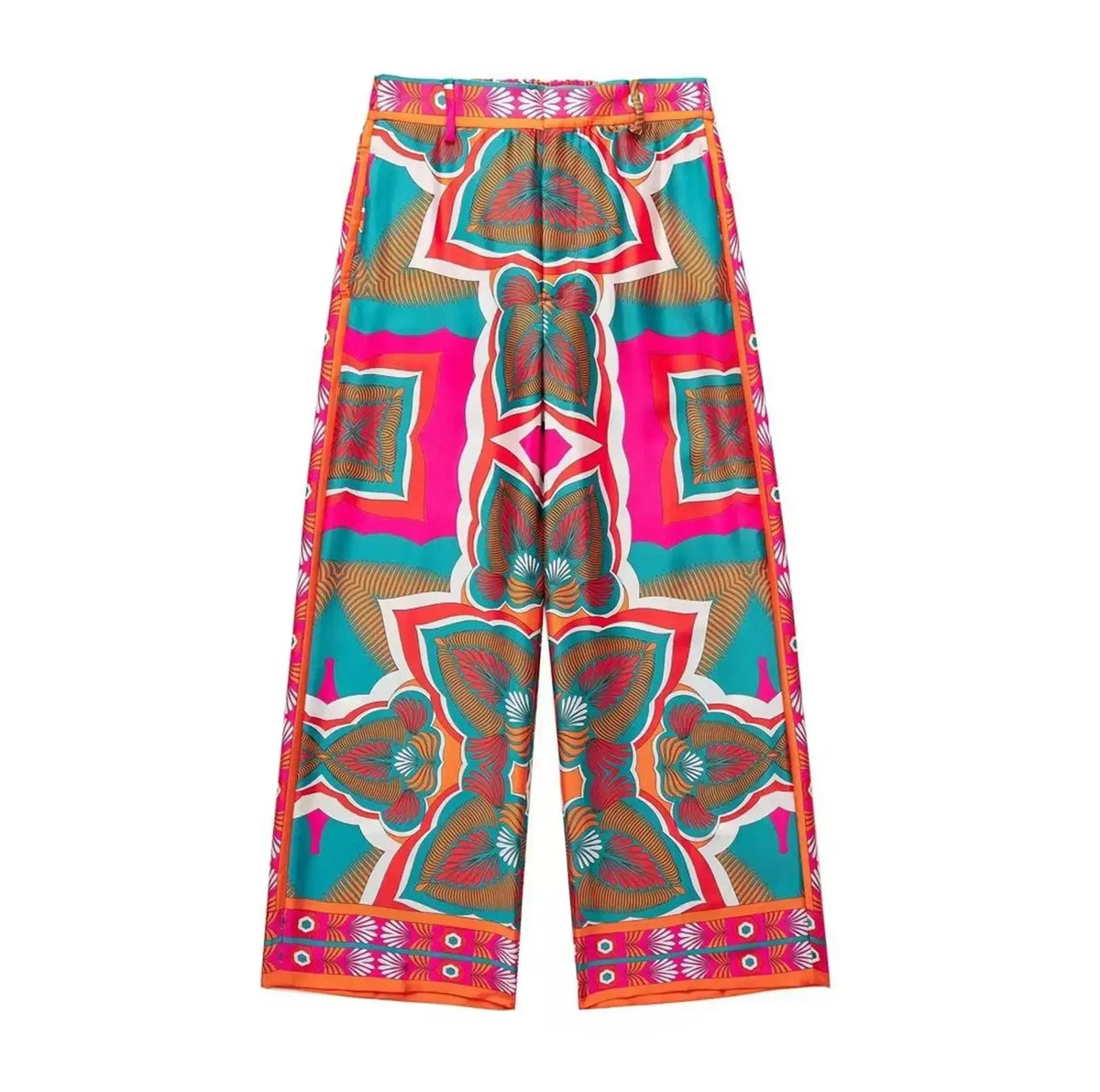 Women Fashion Print Pajamas Suit Autumn Shirts+Long Pants Set 2024 Female 2PCS Sets Casual Top With Belt Street Outwear Mujer