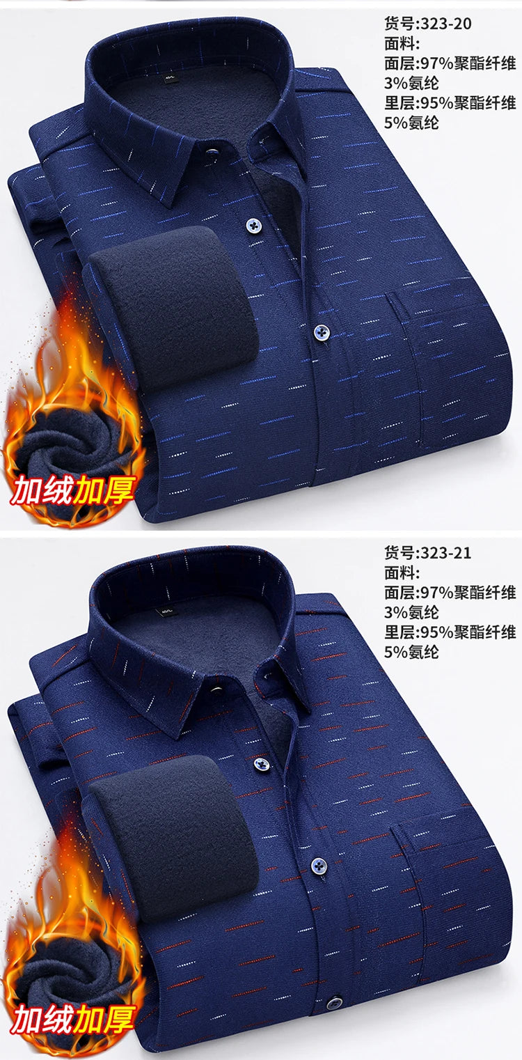 New Men's Autumn Winter Casual Long Sleeve Plaid Shirts Thick Warm Male Casual High Quality Soft Plus Size Business Check Shirts
