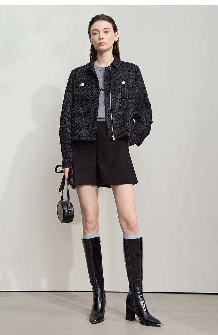 AMII 2025 Autumn Concise for Loose Casual Wide-leg Female pants Elegant Office Lady Simple  Shorts Bottoms 12523083