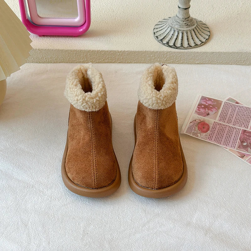 Kids Boots for Boys Girls Fashion Autumn Winter Children Thermal Cotton Back Zipper 2025 Warm Brand New Girls Ankle Boots 26-37