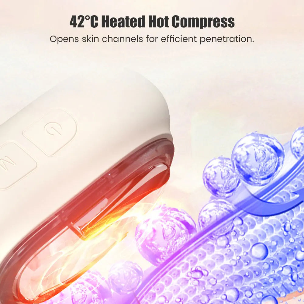 Facial Natural Jade Massagr LED Photon Hot Compress Face Lifiting Anti-aging EMS Pulse Microcurrent Skin Care Deeply Cleansing