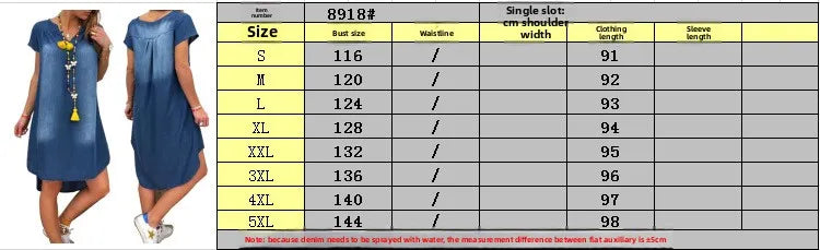 Summer New European and American V-neck Pullover Short-sleeved Denim Dress 2025 Cross-border