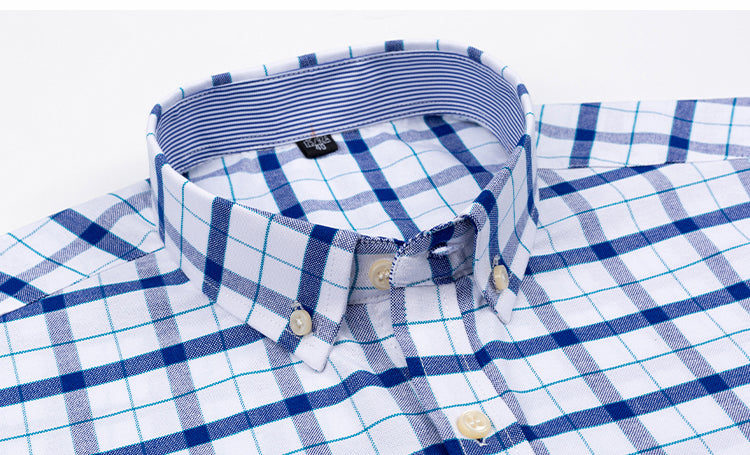 100% Pure Cotton Oxford Shirts for Men Long Sleeve  Plaid Shirt Striped Male Shirt BusinessTartan  Red Shirt Men Designer Shirts