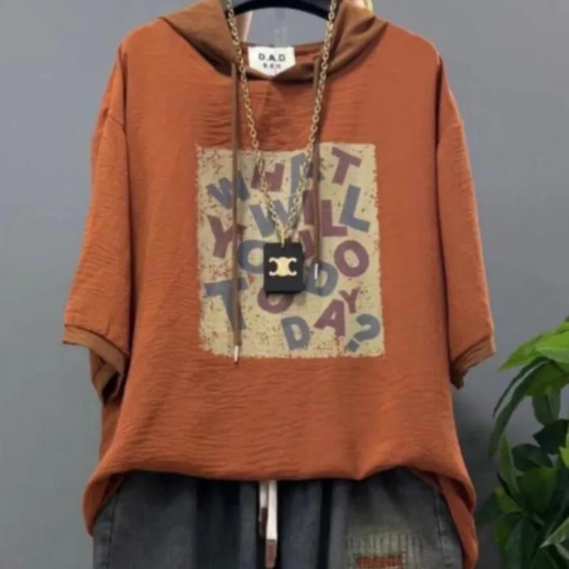 Vintage Plus Size Jeans Set Women's Two-Piece Outfit Casual Suit Denim Pants  Ladies Hooded T-Shirt Printed Jeans Sets