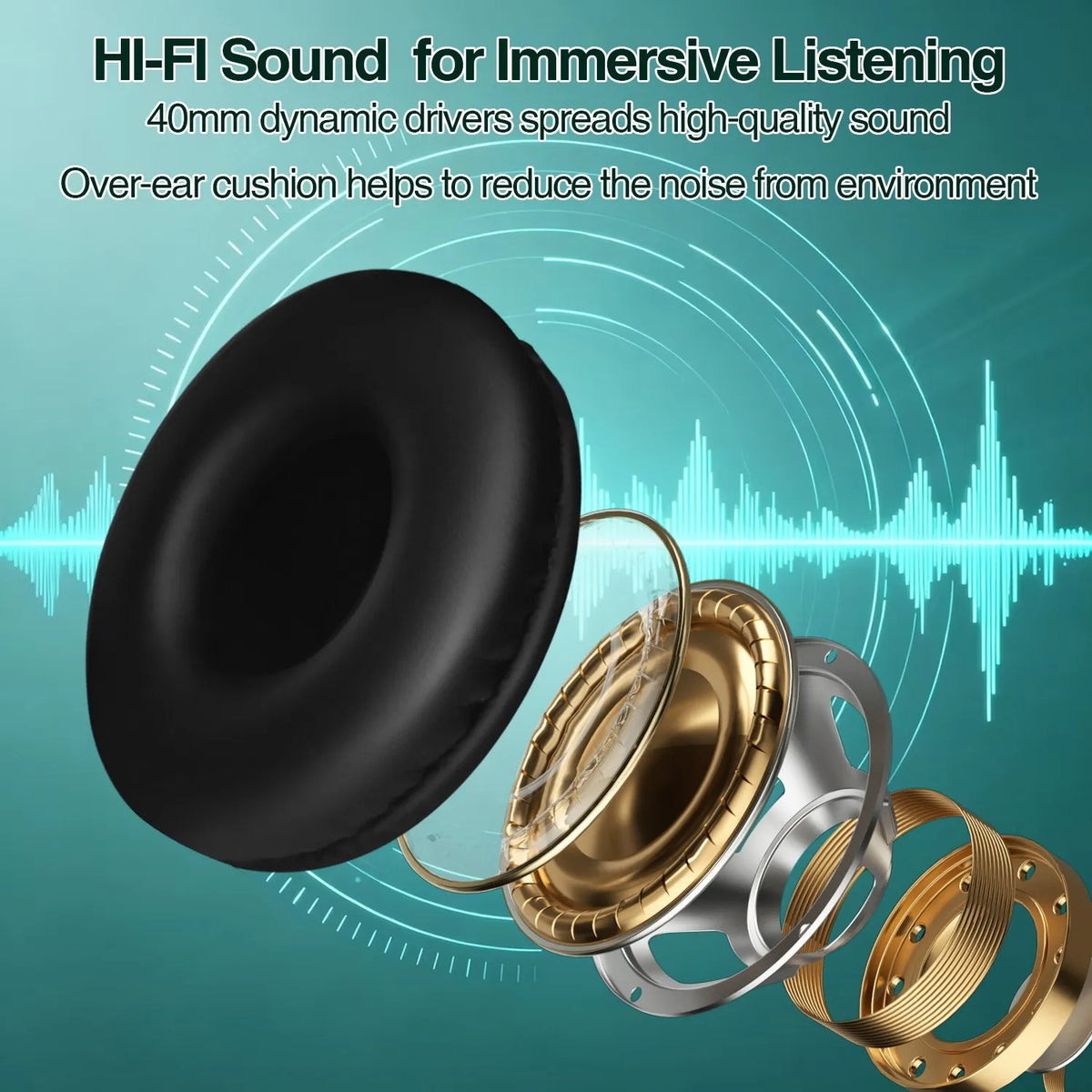 Wireless Bluetooth Headphones Noise Cancellation Headset Foldable Sport Earphone Game Headset with Microphone HI-FI Stereo Sound
