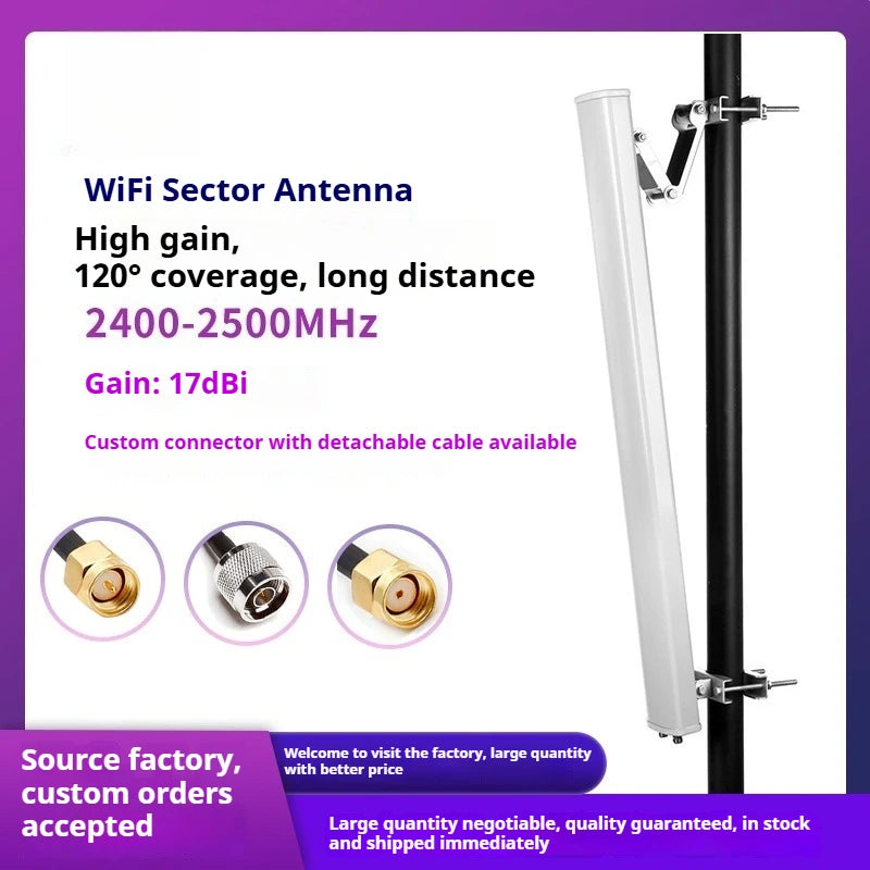 2.4G High-Gain 17dBi Directional Sector WiFi Antenna, Outdoor Waterproof,120-Degree Coverage, Vertical & Horizontal Polarization