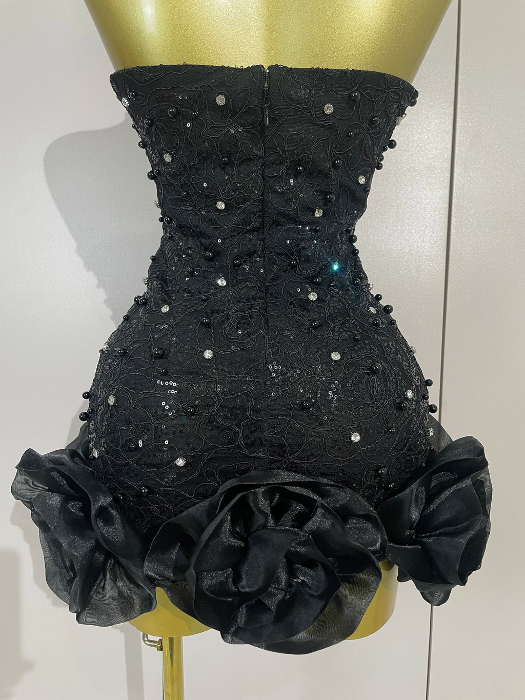 High Quality Luxury Shiny Diamonds Pearl Flowers Deep V Halter Short Dress Women Celebrate Eveing Celebrity Birthday Party Dress