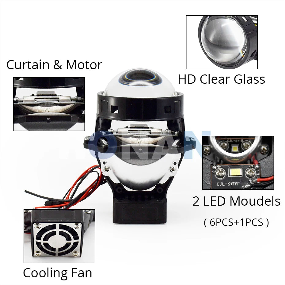 RONAN 56W 3580LUX 7PCS LED Moudels Bi-LED Projector Lens for Hella Model Car Headlight Upgrade Retrofit