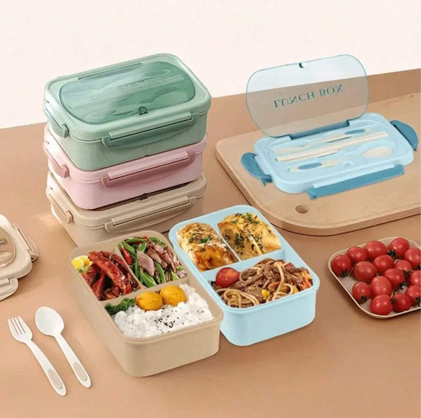 Set Bento Box for Adults, a Food Container for Lunch, Equipped with Tableware, Can Be Placed in a Microwave and Dishwasher