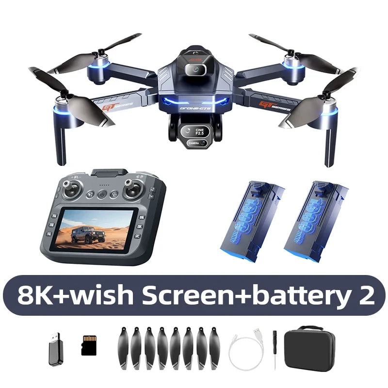 Original GT8 Drone 8K Professional Dual Camera GPS FPV Brushless Motor Optical Flow Hovering Folding Quadcopter 4K RC Dron Toys