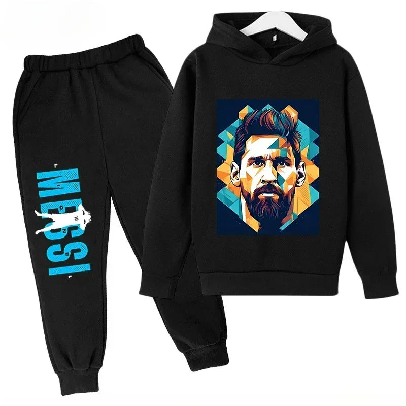 Spring Autumn Children's Set Sports Messi Print Hoodie Set Pants Suit 2pcs Set Boys Girls Kid Clothing Casual Fashion Tracksuit
