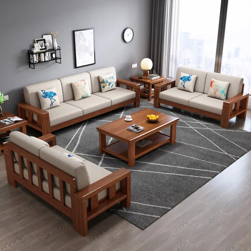 2025 Easy Installation Living Room Sofas Wooden Living Room Furniture Wooden Sofa Frame Fabric Sofa Covers