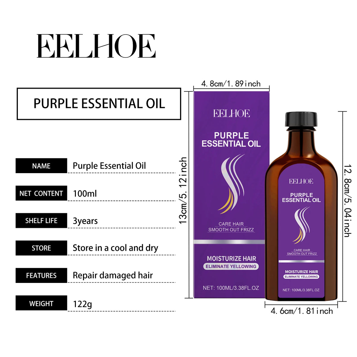 Purple Shampoo for Blonde Hair Eliminate Yellowing Bleached Silver Anti-Fading Purple Hair Mask Conditioner Essential Oil Set