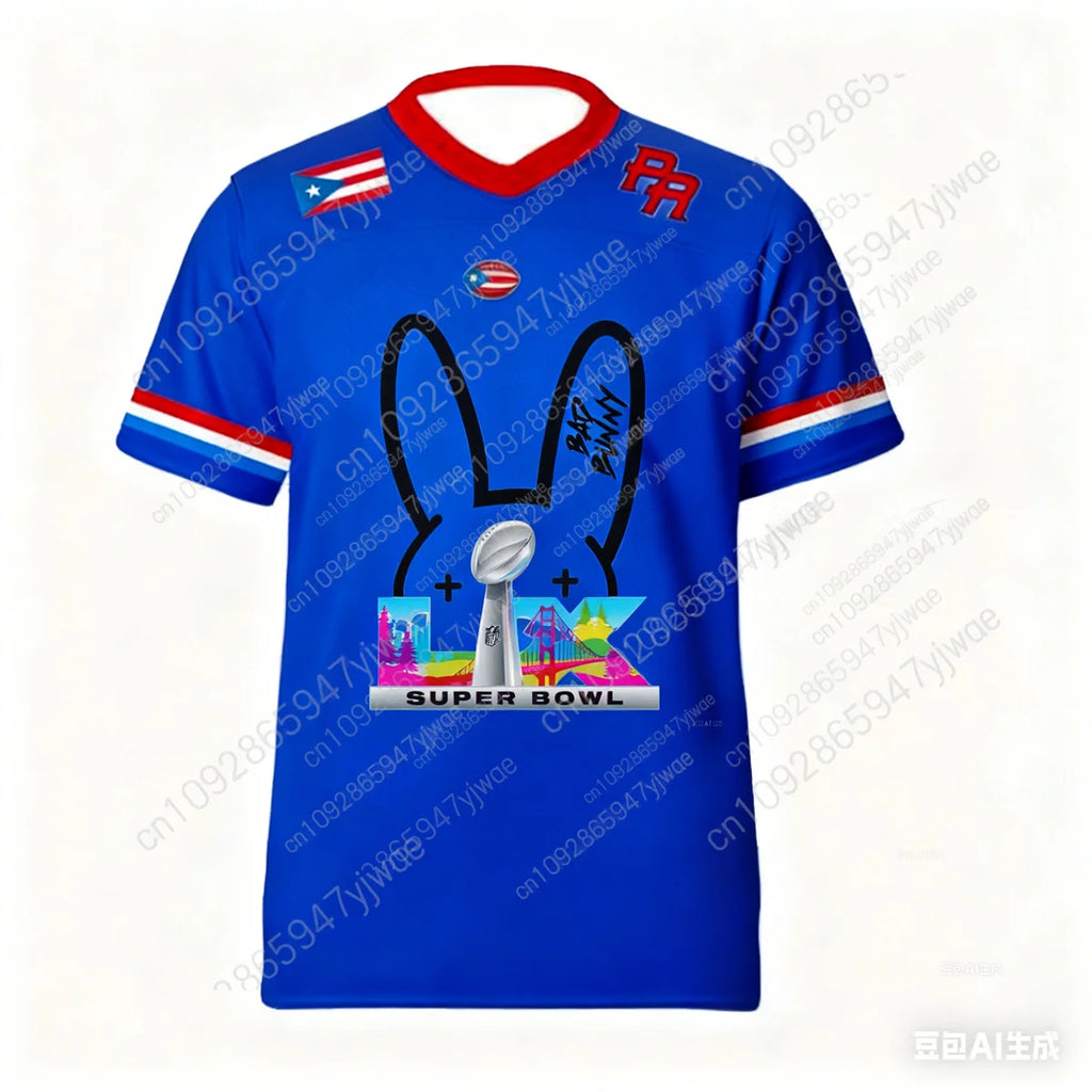 American Rugby Benito 94 V-Neck Jersey Puerto Rico Sport Apparel Bad Bunny Gift For Fans Men's Fashion Street Sportswear T-Shirt