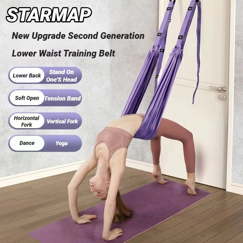 Adjustable Aerial Air Yoga Strap Pull Rope Women Hanging Hammock Stretch Leg Splits Trainer Female Gym Belt Stretching Fitness