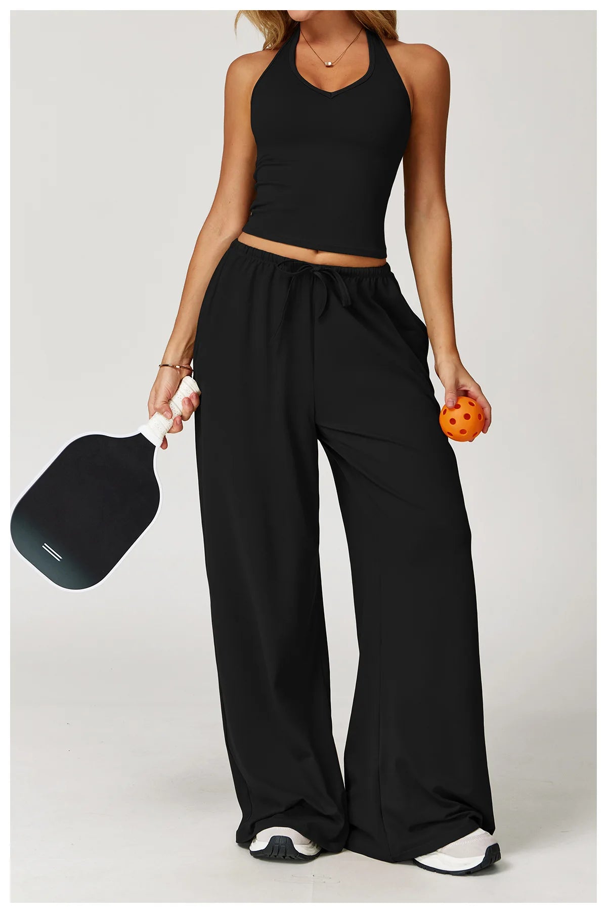 Women's High Waist Drawstring Yoga Pants Hanging Wide Leg Loose Casual Pants Women's Sports Pants Fitness Running Elastic Pants