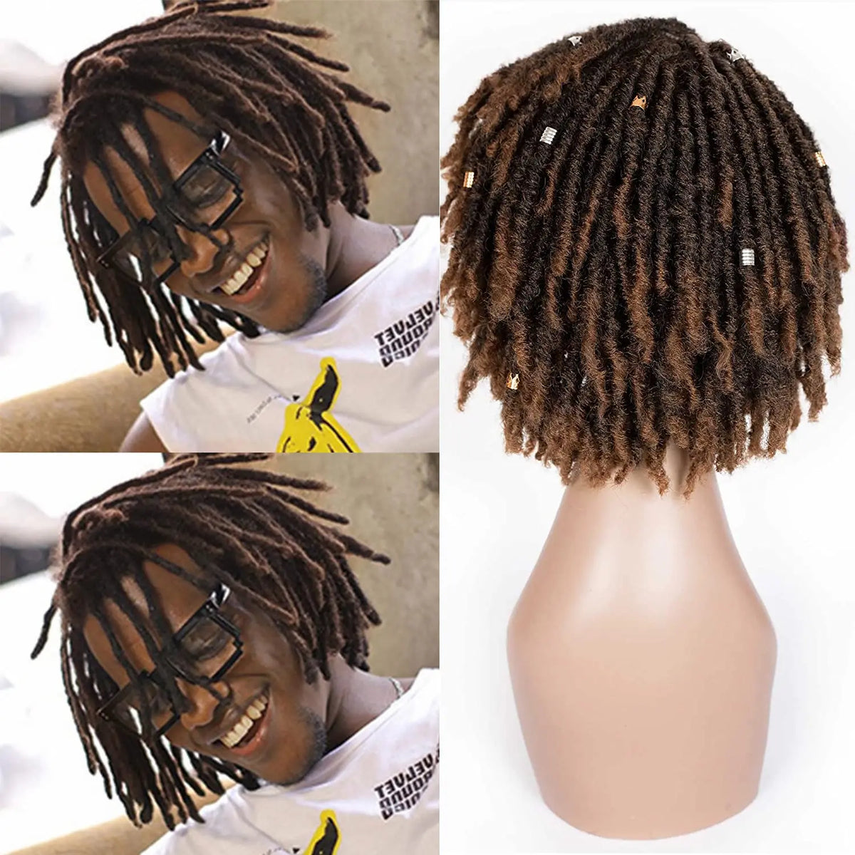 Wigs for Black Women Afro Curly Twist Wigs Braiding Synthetic Wig Heat Resistant Fiber Breathable Faux Locs Braids Hair Wigs wit