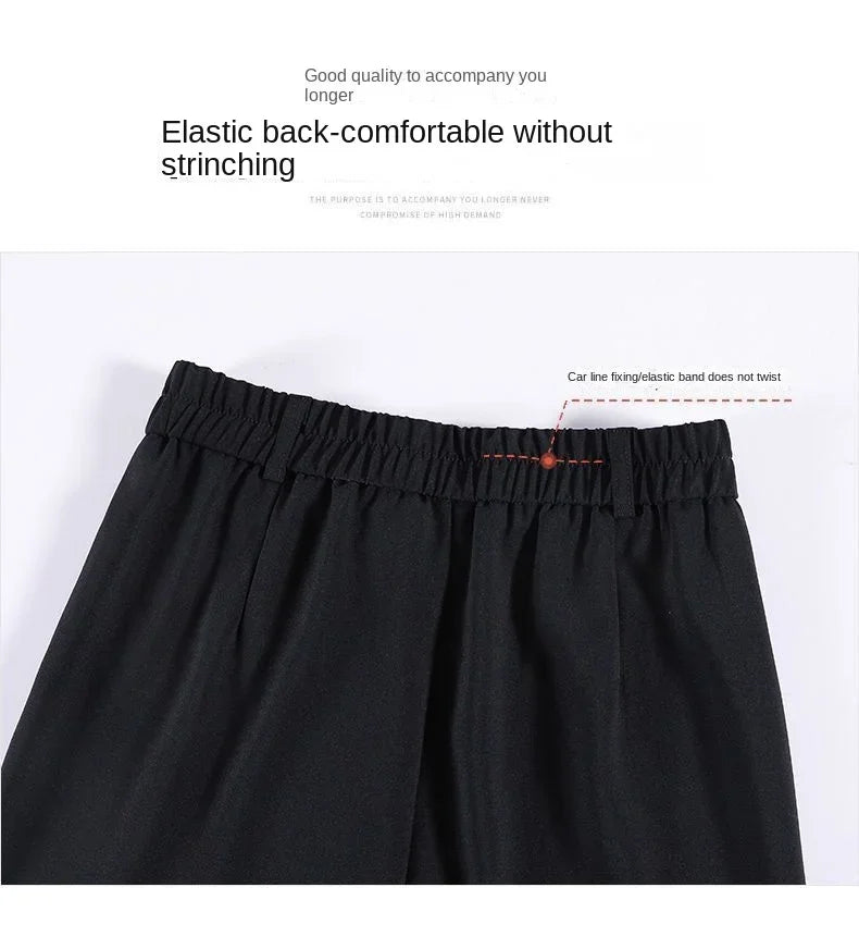 Suit Shorts Women Wear Loose Waist Tight Waist High Thin Loose Straight Leisure A -line Wide -legged Female Three -point Pants