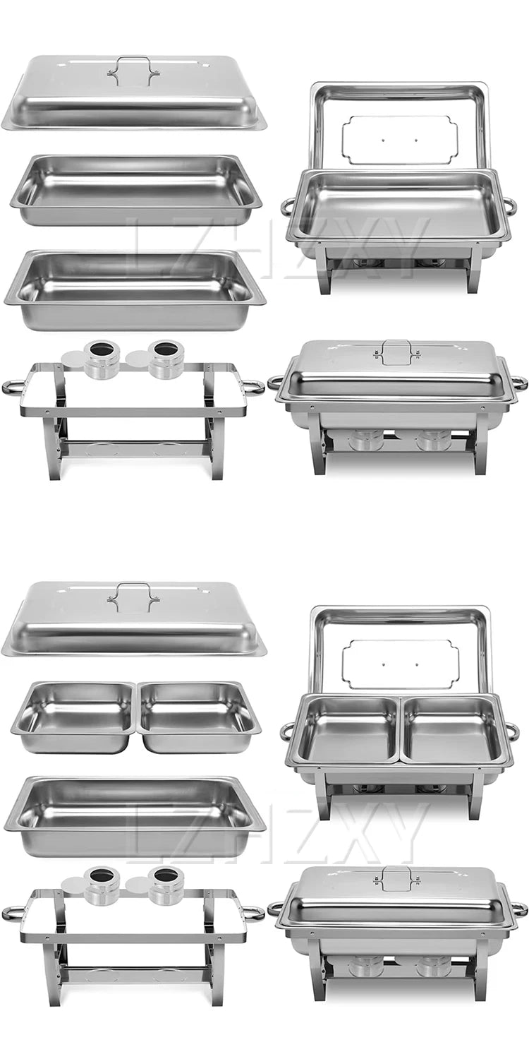 Stainless Steel Buffet Stove Hotel Restaurant Rectangular Folding Alcohol Stove Single/Double/Triple-Tank Buffet Warming Stove