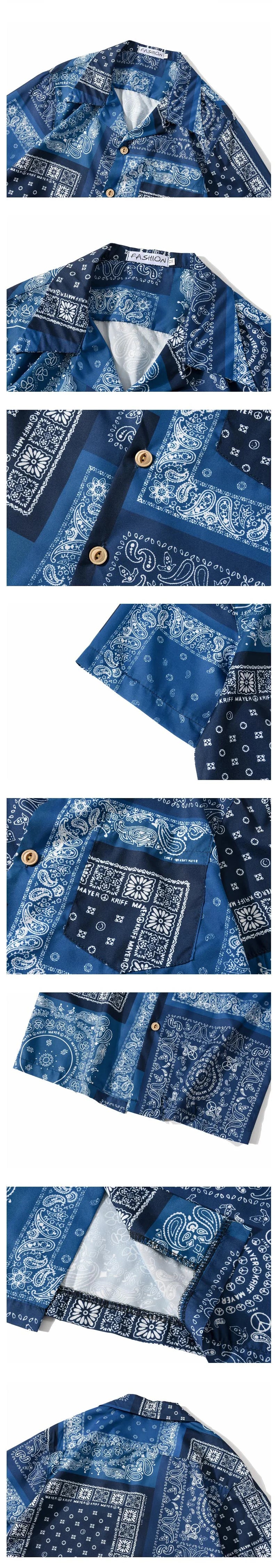 Summer Shirt Men Women Paisley Print Bandana Short Sleeve Brazil Tops Hip Hop Fashion Design Gothic Guangzhou Clothes Z1A1
