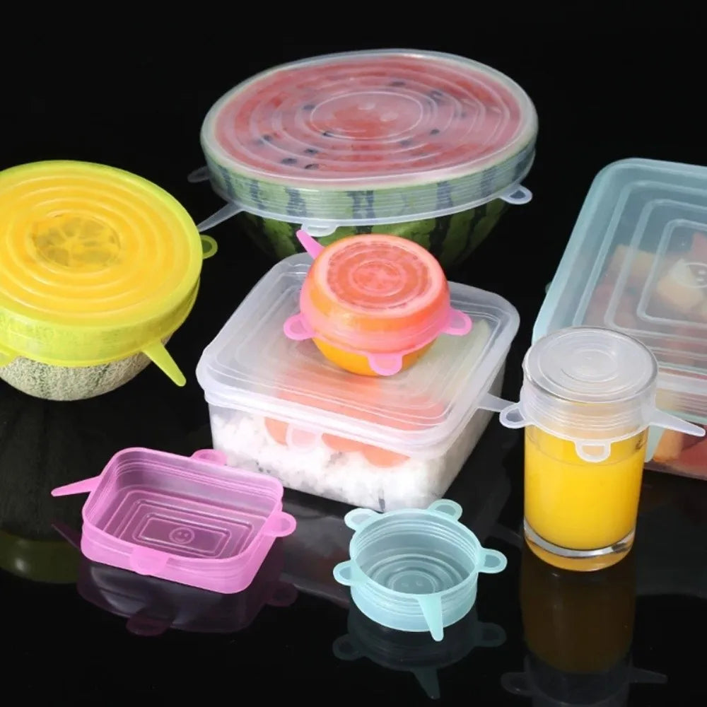 6PCS Useful Reusable Fresh-keeping Cover Non-slip Kitchen Gadgets Bowl Cap Stretch Microwave Lid