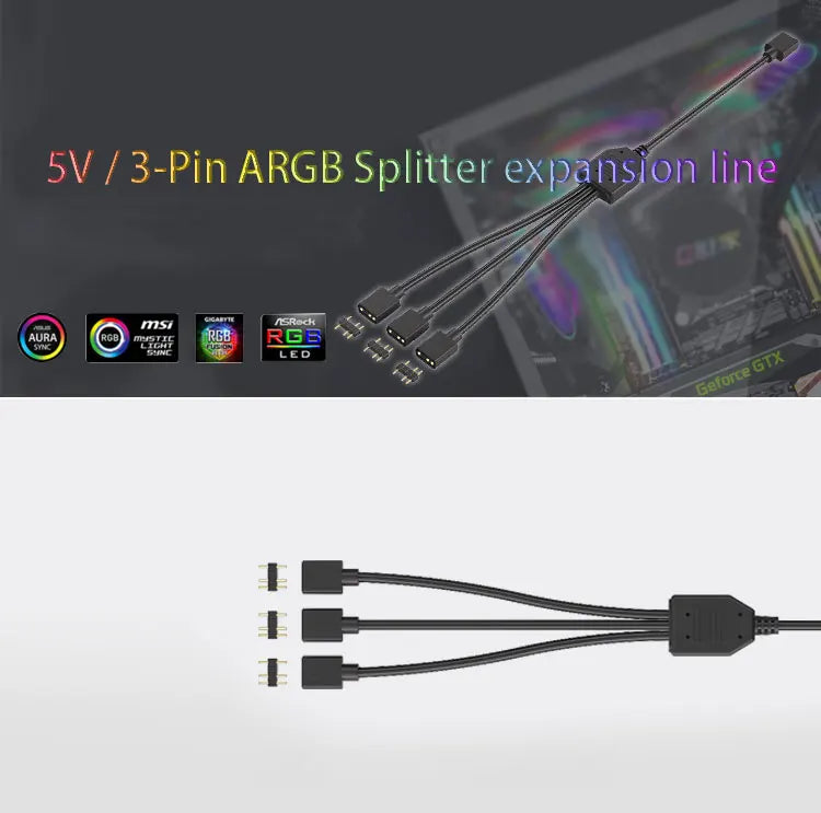 5V 3pin ARGB Controller To SATA Power Supply Mini RGB Controller For Computer Case ARGB Fans, Coolers, LED Stripes, Etc.