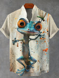2025 Party Short Sleeve Shirt Road Animal Pattern Printed Short Sleeve Button Shirt Summer Fashion Casual Style