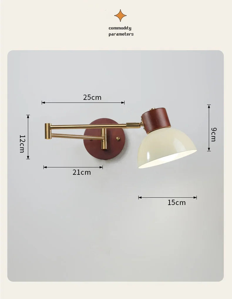 LED Bedroom Bedside Wall Lamp Swing Arm Wall Light Folding Telescopic Study Reading Lamp Study Decor Sconce Lighting