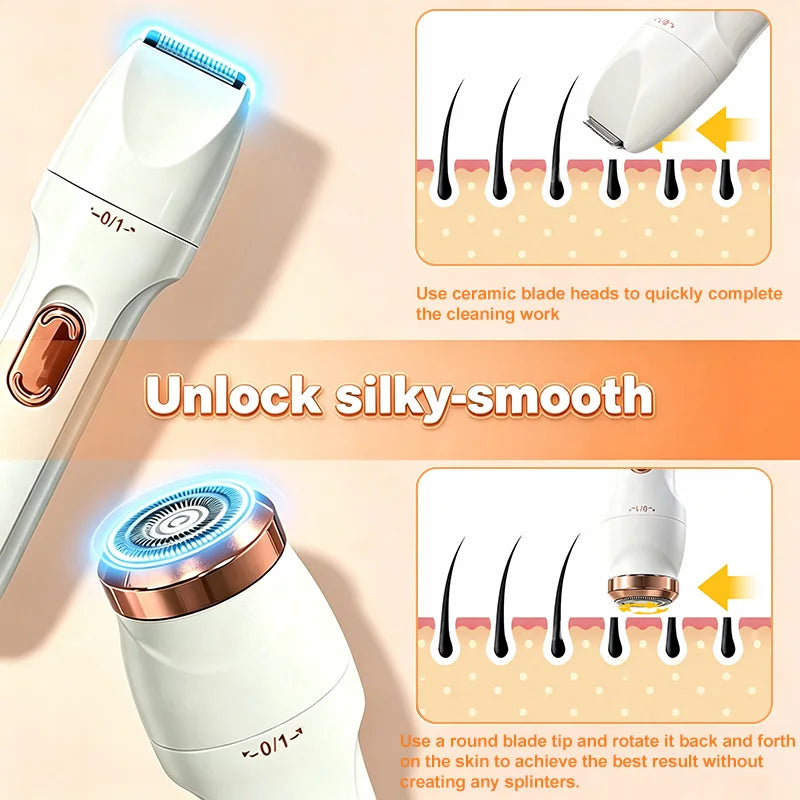 2026 New Ladies 3 in 1 Electric Hair Removal Set Portable Multi Head Shaver Painless for Face Legs Underarm Bikini