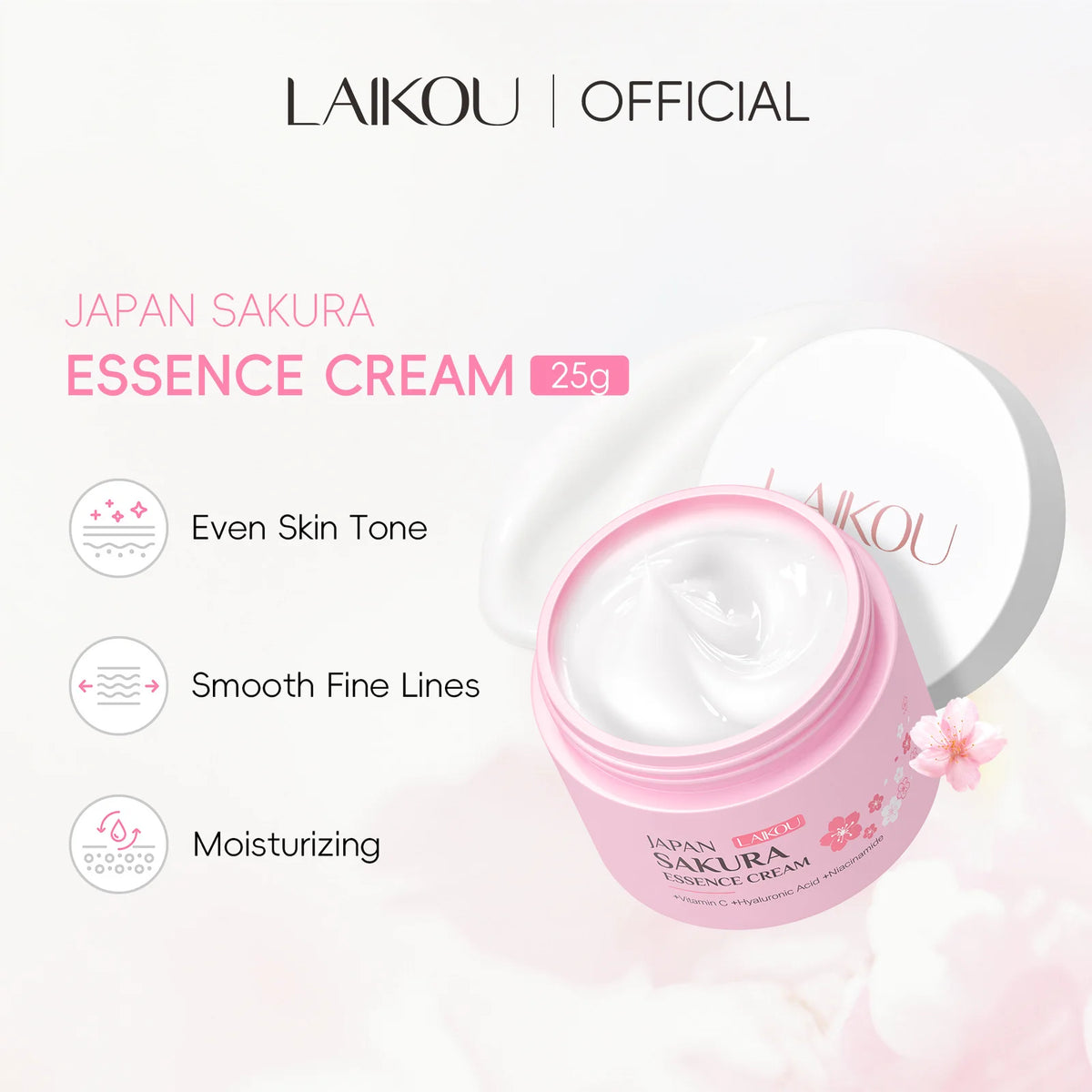 LAIKOU Japan Sakura Cream 25g Niacinamide Brightening Moisturizer Deep Hydration Repair Oil‑Control Gentle Nourishing Skin Care