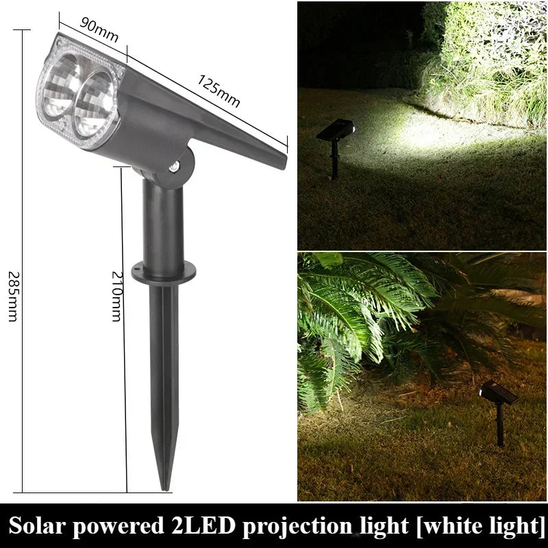 LED Solar Outdoor Courtyard Spotlights Waterproof Garden Decoration Atmosphere Lights 2modes of Tree Garden Channel Lighting