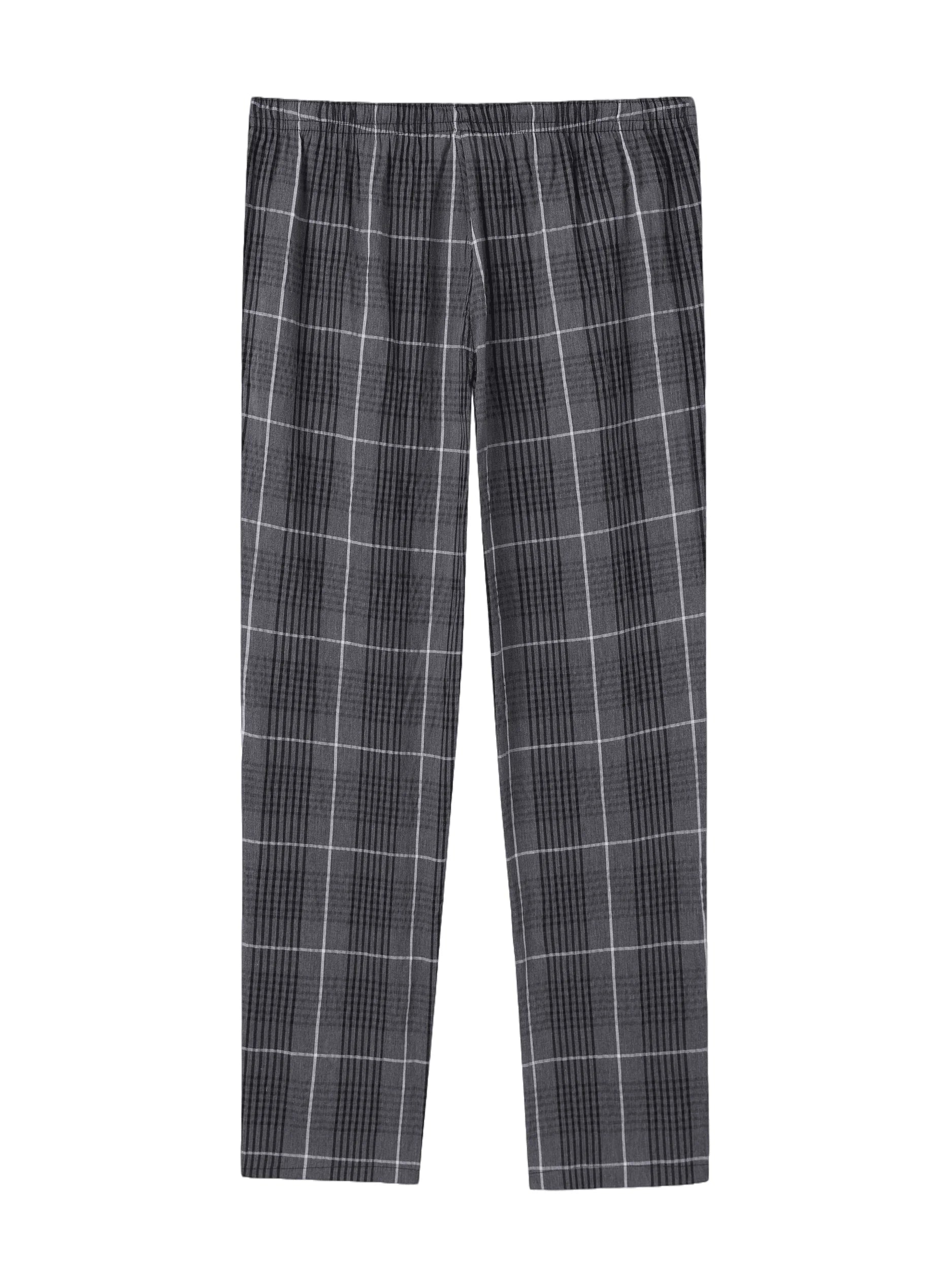 Men's Pajama Pants Autumn New Checked Cotton Thin Soft Comfortable Elastic Waistband with Pockets Home Lounge Pants