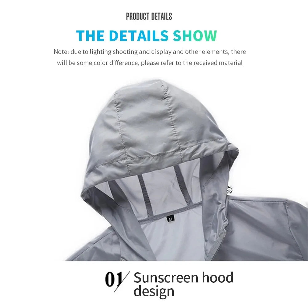 Summer Ice Silk Sunscreen Jackets Men's Clothing Lightweight Hooded Coat Outdoor UV Resistant Jacket Fishing Cycling Suit Male