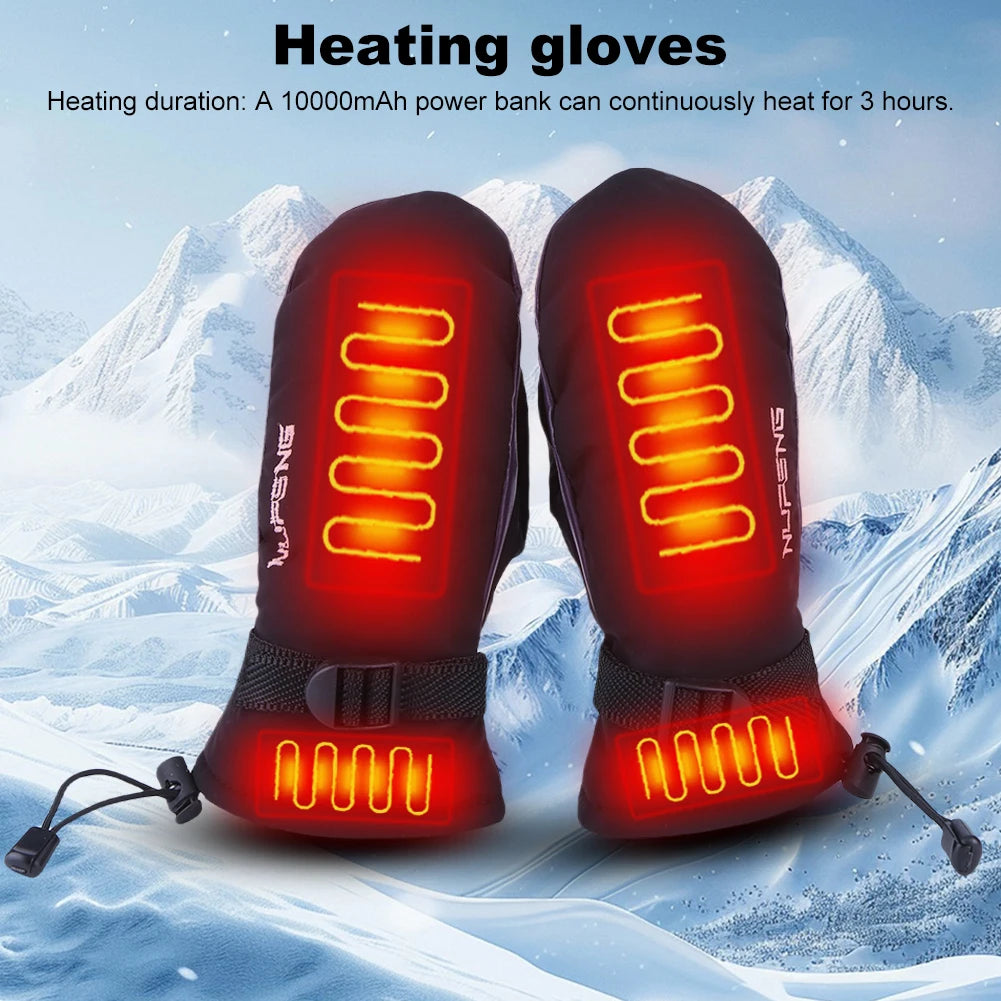 Winter Electric Heated Gloves Rechargeable USB Heating Gloves Men Women Motorcycle Gloves Skiing Cycling Excluding power bank