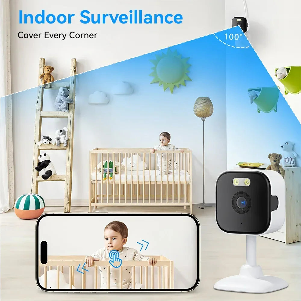 3MP WiFi Security Camera Indoor Smart IP Smart IP Camera with Motion Detection Night Vision Two-Way Audio Baby Monitor Supports