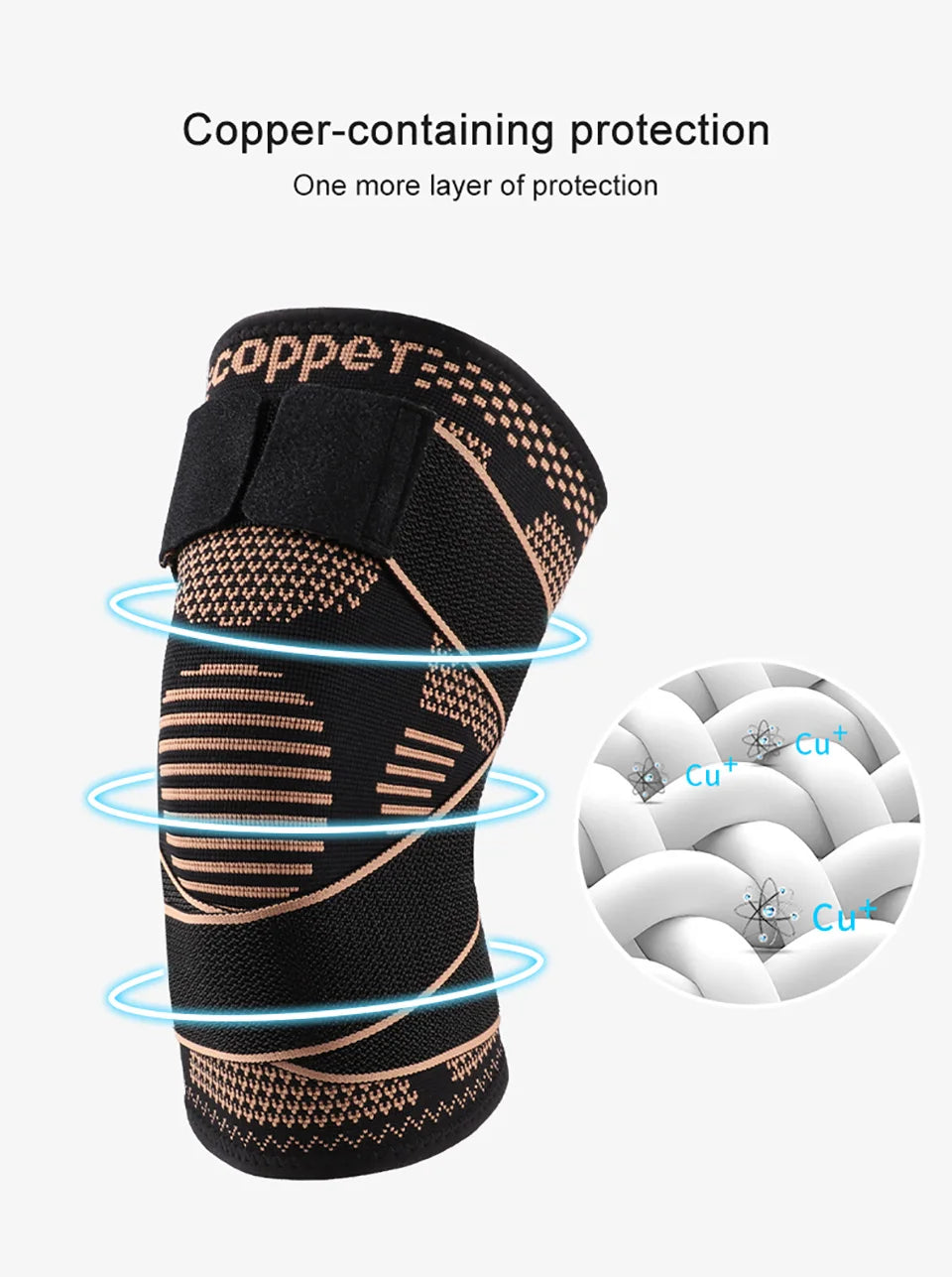 1Pcs Knee Support Knitted Nylon Copper Ion X-type Stable Patella Compression With Straps Ligament Strain  Knee Pads Men Women