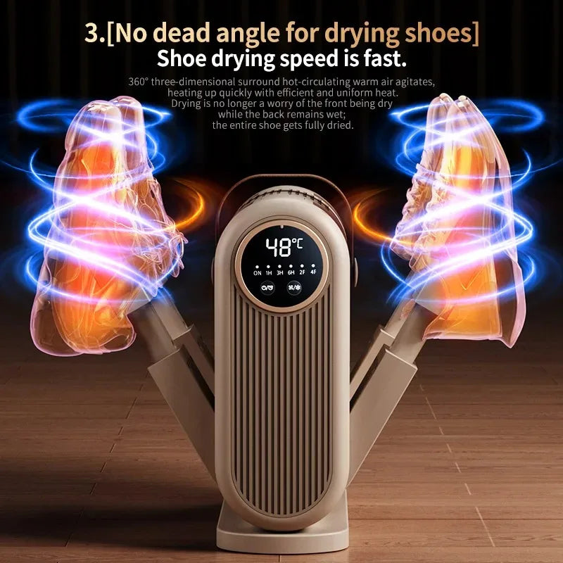 Portable 6 Arms Electric Shoe Dryer Foldable Boot Drying Machine Household Shoe Warmer Heater With Intelligent Timer Shoe Blowe