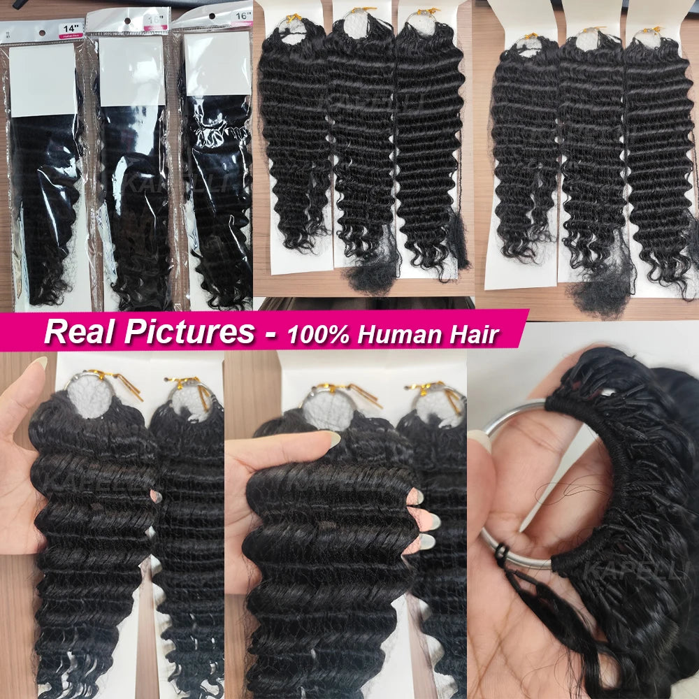 300gPre-divided Bulk Hair for Braiding Deep Wave Crochet Human Hair Knotless Miracle Knots Hair Extensions Boho Braids Invisible