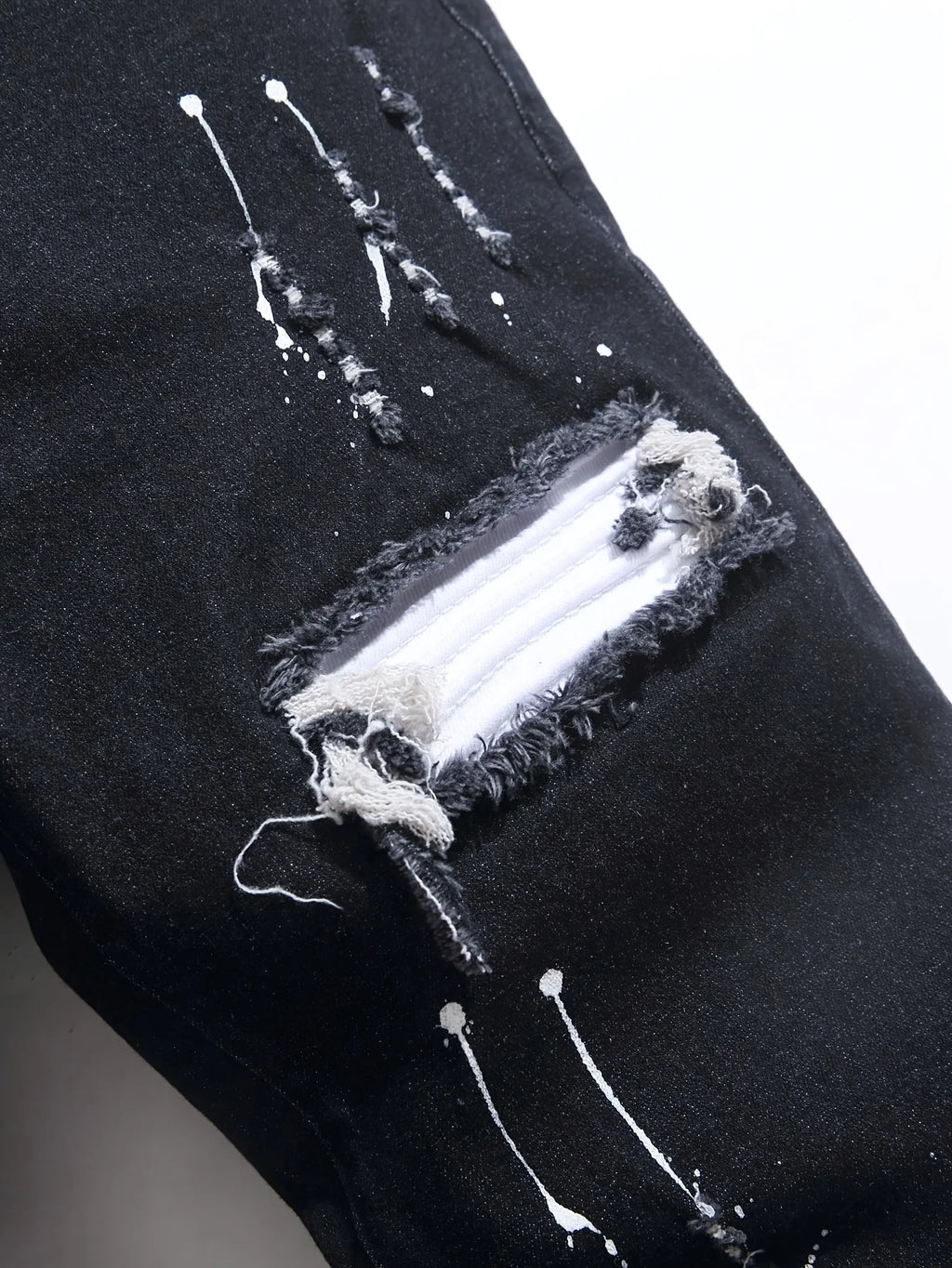 Men's Ripped Denim Jeans for Man High Stretch Skinny Biker Pants Casual Slim Fit Trousers with Patchwork Embroidery Streetwear