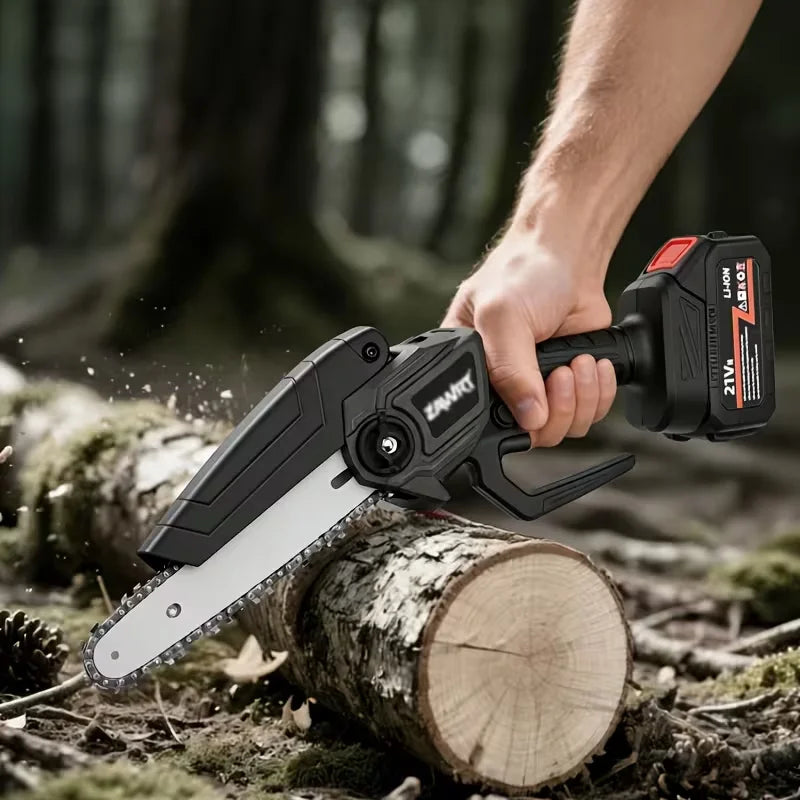 Mini 6-inch Cordless Chainsaw with Splash Guard & Safety Lock, Great for Gardening, Camping, Firewood, DIY And A Perfect Gift for Parents.Black Friday Discount Promotion, Birthday, Christmas Or Festival Gift