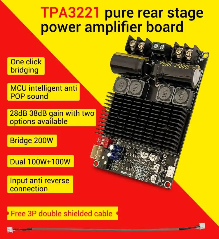 2*100W TPA3221 Stereo Digital Class D Amplifier Board High Power PBTL Mono 200W Audio AMP