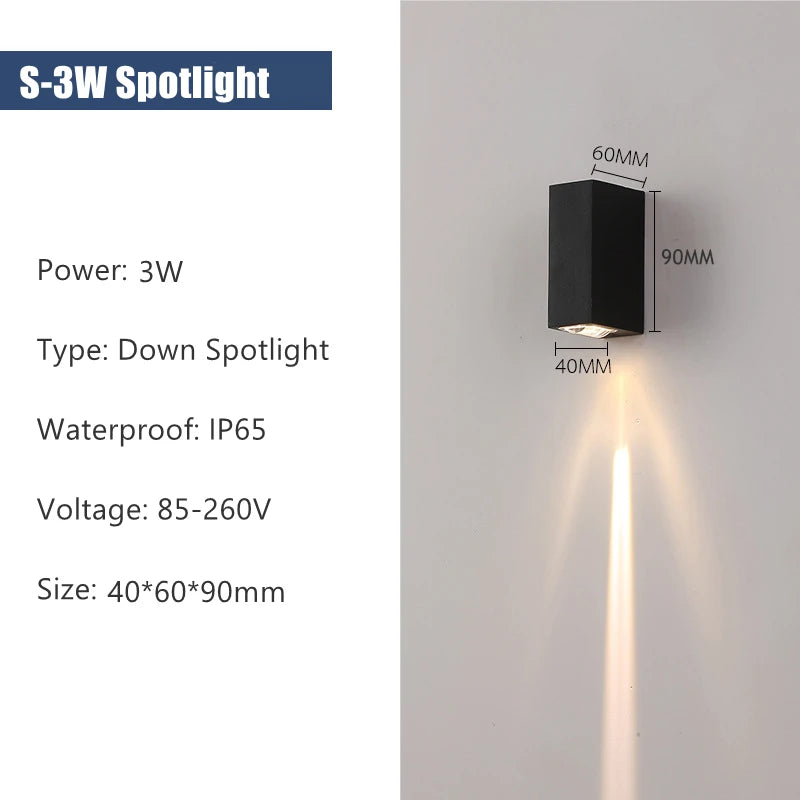 6W 10W 20W Outdoor LED Wall Lights Up and Down Narrow Beam COB Aluminium Wall Sconces Porch Light Garden Waterproof Spotlight