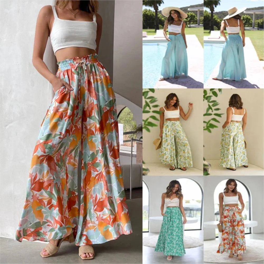 2026 Summer Comfortable Loose Wide Legs Trouser Women' S Pants Casual Simple Style All-match Holiday Vacation Fashion Chic Beach
