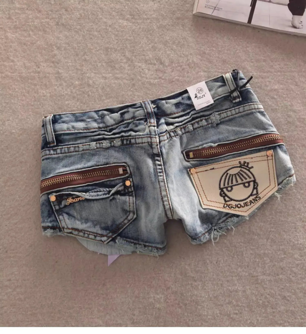 Summer Women Kpop Jean Shorts Abi Y2K 2000s Ripped Denim Hot Pants Grunge Gyaru Japanese American Retro Cyber Punk Harajuku Tide