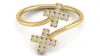 CVD HPHT Lab Created Diamond 10Karat Gold Ring Minimalist Open Bypass Double Cross Diamond Ring Customized Jewelry For Women