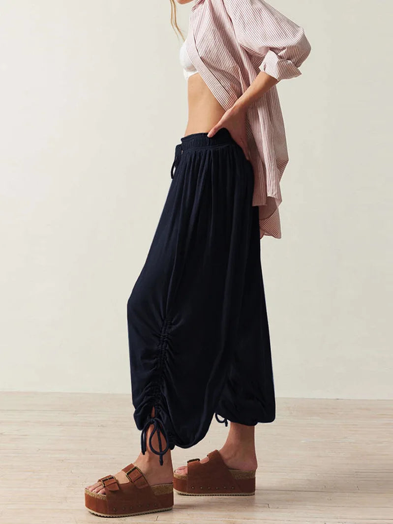 2026 New Drawstring Lantern Pants Women's Casual High Waist Loose Trousers Spring Summer Fashion Streetwear Female Joggers Pants