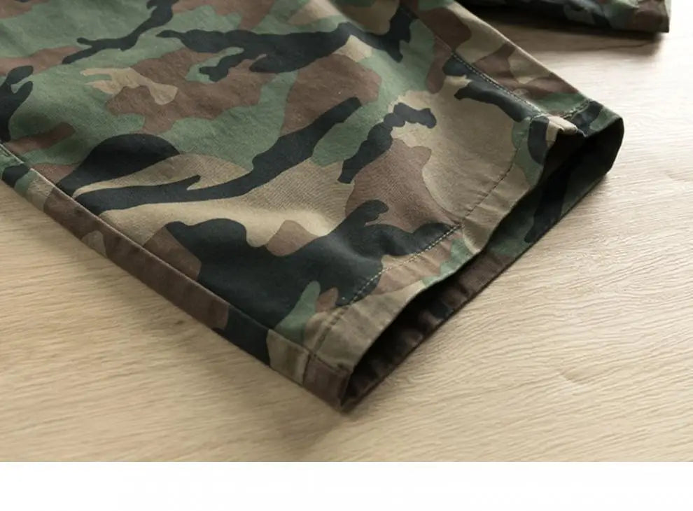 Men's Summer Camouflage Shorts Casual Khaki American Style Floral Pattern Slim Fit Five-Quarter Pants Loose Workwear Trousers