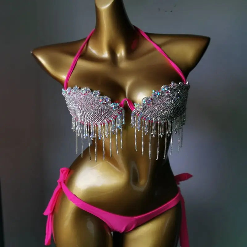 2023 newest crystal bikini diamond bikini swimwear  crystal bar bikini suit  bar bikini top fashion diamond swimwear bikini