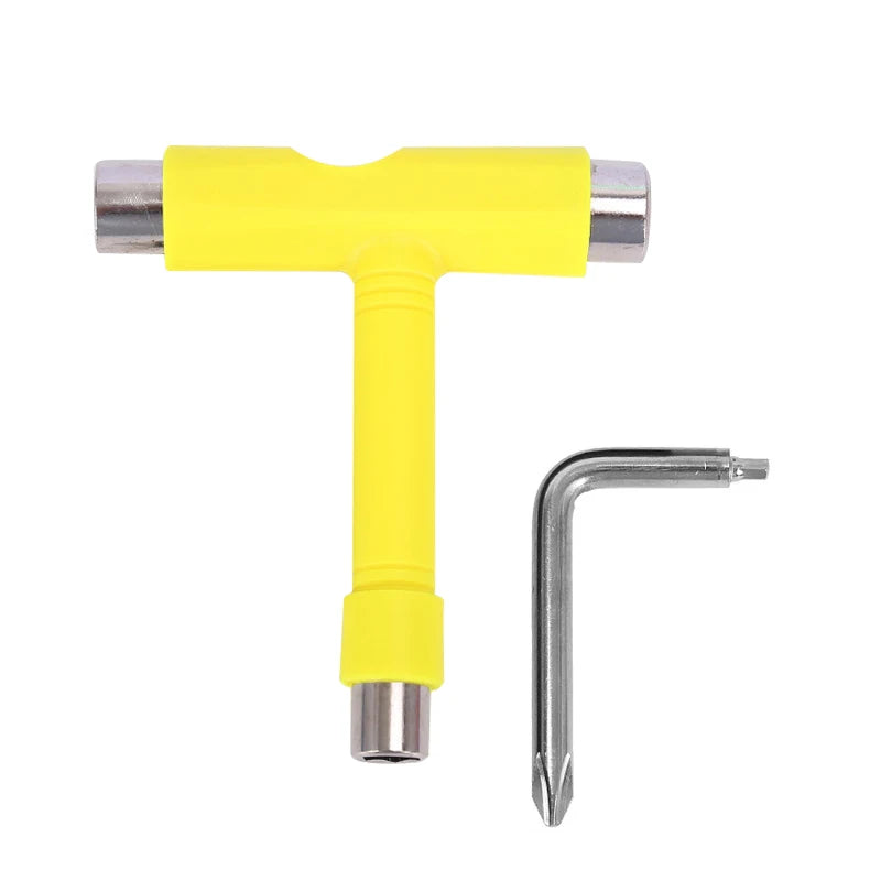 Skate Tools Multi-Function Portable Skateboard T Shape Accessory with Allen Key Phillips Head Wrench Screwdriver Tools Parts